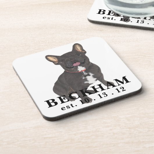 Gepersonaliseerd zwart Brindle Frenchie French Bul Bier Onderzetter (Linkerzijde)