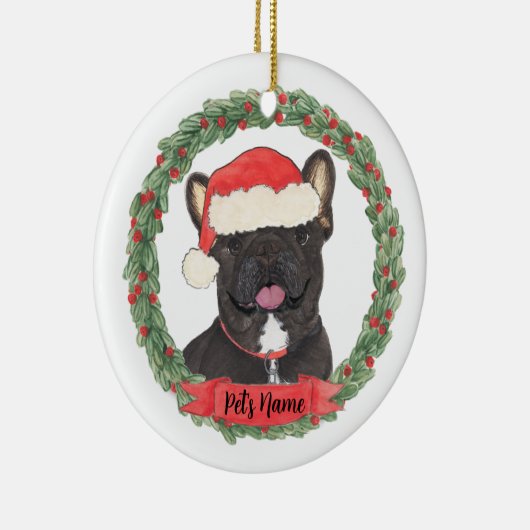 Gepersonaliseerd zwart Brindle Frenchie French Bul Keramisch Ornament (Rechts)