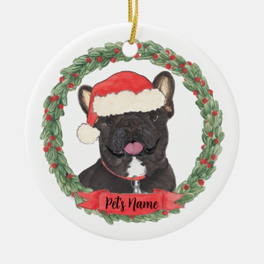 Gepersonaliseerd zwart Brindle Frenchie French Bul Keramisch Ornament (Voorkant)