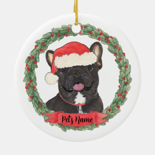 Gepersonaliseerd zwart Brindle Frenchie French Bul Keramisch Ornament (Achterkant)