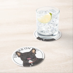 Gepersonaliseerd zwart Brindle Frenchie French Bul Ronde Kartonnen Onderzetter