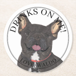 Gepersonaliseerd zwart Brindle Frenchie French Bul Ronde Kartonnen Onderzetter