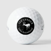 Gepersonaliseerd zwart deer Silhouette Golfballen (Voorkant)
