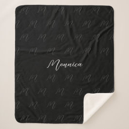 Gepersonaliseerd zwart Elegant Script Sherpa Deken