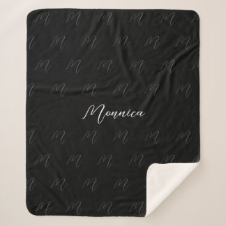 Gepersonaliseerd zwart Elegant Script Sherpa Deken