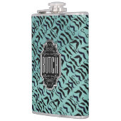 Gepersonaliseerd zwart en blauw Hipster Patroon Heupfles (Links)