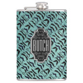 Gepersonaliseerd zwart en blauw Hipster Patroon Heupfles (Voorkant)