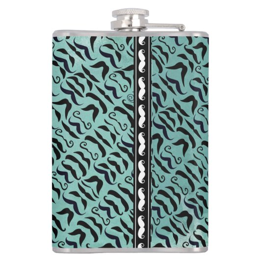 Gepersonaliseerd zwart en blauw Hipster Patroon Heupfles (Achterkant)