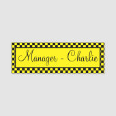 Gepersonaliseerd zwart en geel gecontroleerd naamplaatje (Voorkant)