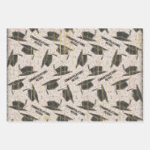 Gepersonaliseerd zwart en Gold Afstuderen Inpakpapier Vel (Voorkant)