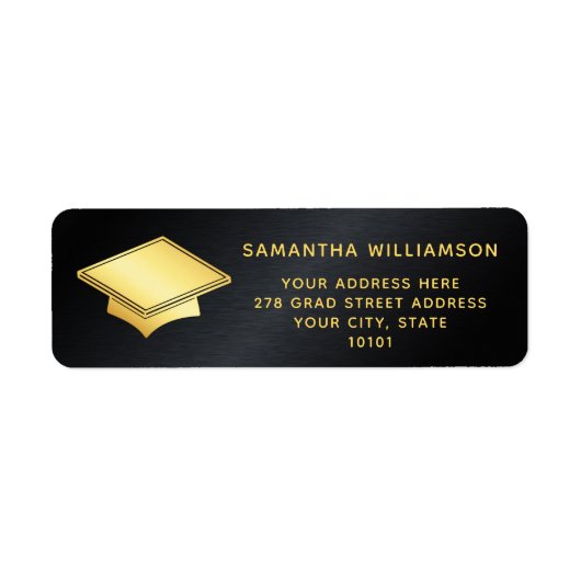 Gepersonaliseerd zwart en goud Afstuderen Etiket (Voorkant)