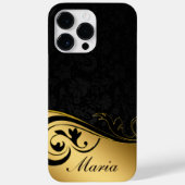Gepersonaliseerd zwart en goud Case-Mate iPhone case (Achterkant)
