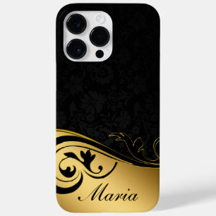 Gepersonaliseerd zwart en goud Case-Mate iPhone 14 pro max hoesje