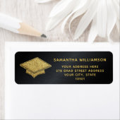 Gepersonaliseerd Zwart en Goud Eenvoudig Afstudere Etiket (Insitu)