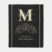 Gepersonaliseerd zwart en goud fleece deken (Voorkant)