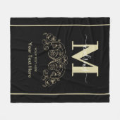 Gepersonaliseerd zwart en goud fleece deken (Voorkant (Horizontaal))