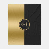 Gepersonaliseerd zwart en goud geometrisch ontwerp fleece deken (Voorkant)