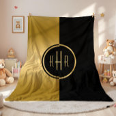 Gepersonaliseerd zwart en goud geometrisch ontwerp fleece deken