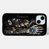 Gepersonaliseerd zwart en goud hand Tattoo Case-Mate iPhone Case (Achterkant (horizontaal))
