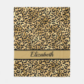 Gepersonaliseerd zwart en goud luipaard patroon fleece deken (Voorkant)