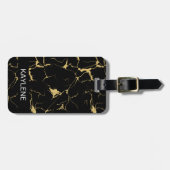 Gepersonaliseerd zwart en goud marmeren Bagagelabe Bagagelabel (Voorkant horizontaal)