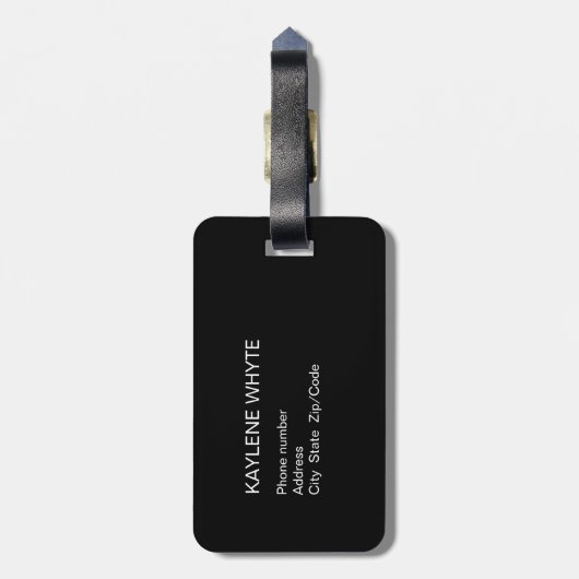 Gepersonaliseerd zwart en goud marmeren Bagagelabe Bagagelabel (Achterkant verticaal)