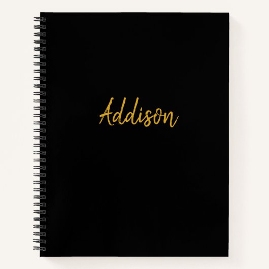 Gepersonaliseerd zwart en goud notitieboek (Voorkant)