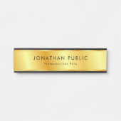 Gepersonaliseerd zwart en goudlegant modern deurbordje (Voorkant)