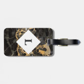Gepersonaliseerd zwart en goudmarmer bagagelabel (Achterkant horizontaal)