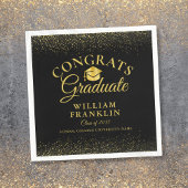 Gepersonaliseerd zwart en goudmatig Afstuderen Servet