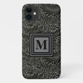 Gepersonaliseerd zwart en grijs botanisch monogram Case-Mate iPhone case (Achterkant)