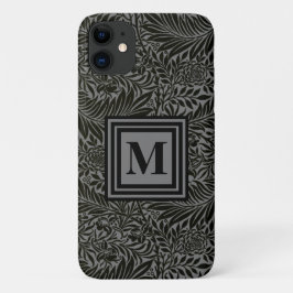 Gepersonaliseerd zwart en grijs botanisch monogram Case-Mate iPhone case