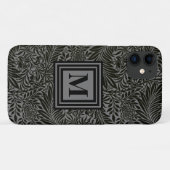 Gepersonaliseerd zwart en grijs botanisch monogram Case-Mate iPhone case (Achterkant (horizontaal))