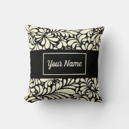 Gepersonaliseerd zwart en off wit Sierkussen