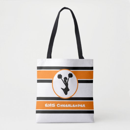 Gepersonaliseerd zwart en Oranje Cheerleader Tas (Voorkant)