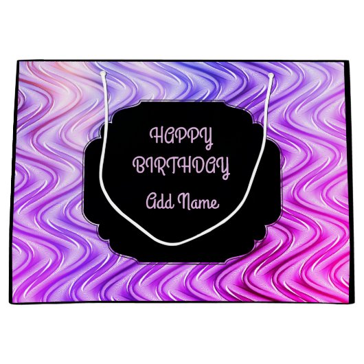 Gepersonaliseerd zwart en Paars Large Cadeautasje (Voorkant)