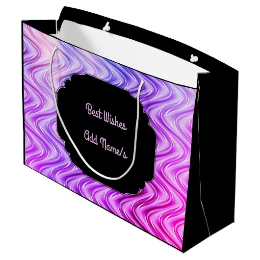 Gepersonaliseerd zwart en Paars Large Cadeautasje (Achterkant Gekanteld)
