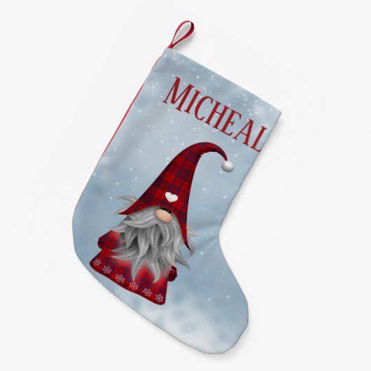 Gepersonaliseerd zwart en rood buffel speldenfeest kleine kerstsok (Voorkant (Hangend))