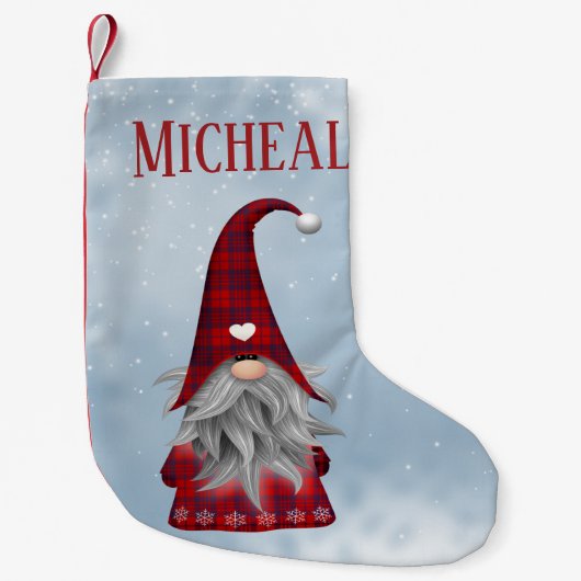 Gepersonaliseerd zwart en rood buffel speldenfeest kleine kerstsok (Voorkant)