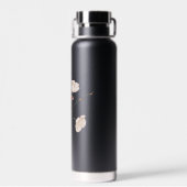 Gepersonaliseerd zwart en roze Floral Waterfles (Achterkant)