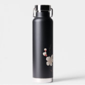 Gepersonaliseerd zwart en roze Floral Waterfles (Voorkant)