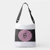 Gepersonaliseerd zwart en roze gestreept crossbody tas (Voorkant)