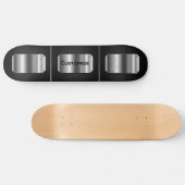 Gepersonaliseerd zwart en staal persoonlijk skateboard (Horizontaal)