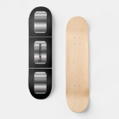 Gepersonaliseerd zwart en staal persoonlijk skateboard (Voorkant)