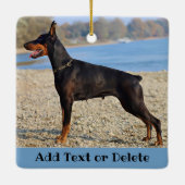 Gepersonaliseerd zwart en Tan Doberman Pinscher Keramisch Ornament (Achterkant)
