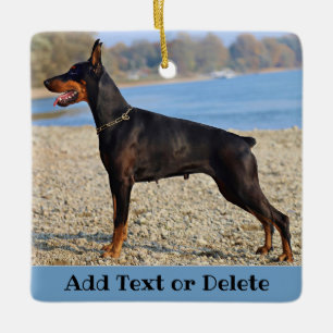 Gepersonaliseerd zwart en Tan Doberman Pinscher Keramisch Ornament
