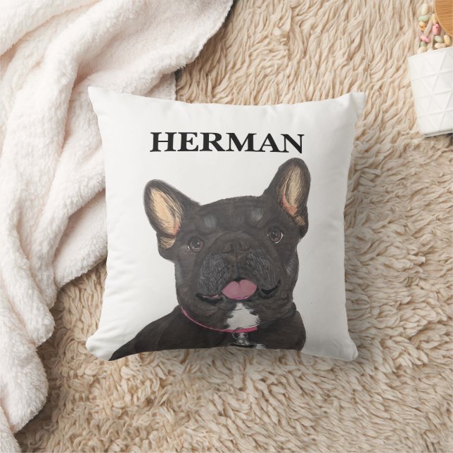 Gepersonaliseerd zwart en Tan Frenchie French Bull Kussen (Deken)