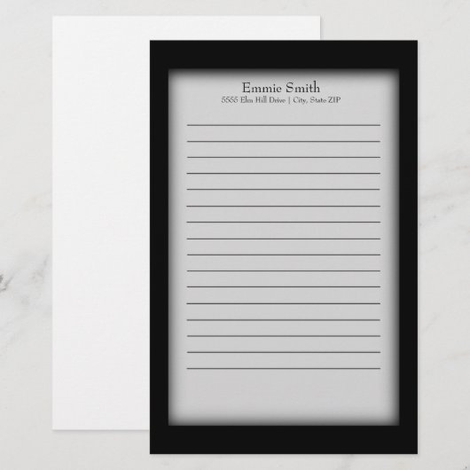 Gepersonaliseerd zwart en wit briefpapier (Voorkant / Achterkant)