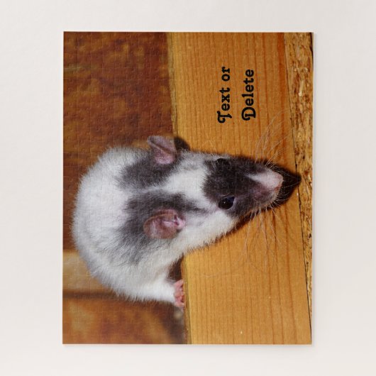 Gepersonaliseerd zwart en wit gemaskeerd computerp legpuzzel (Verticaal)