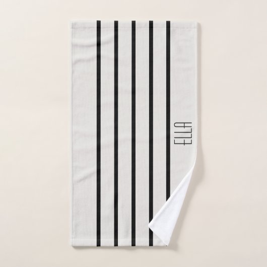 Gepersonaliseerd zwart en wit gestreept bad handdoek (Handdoek)